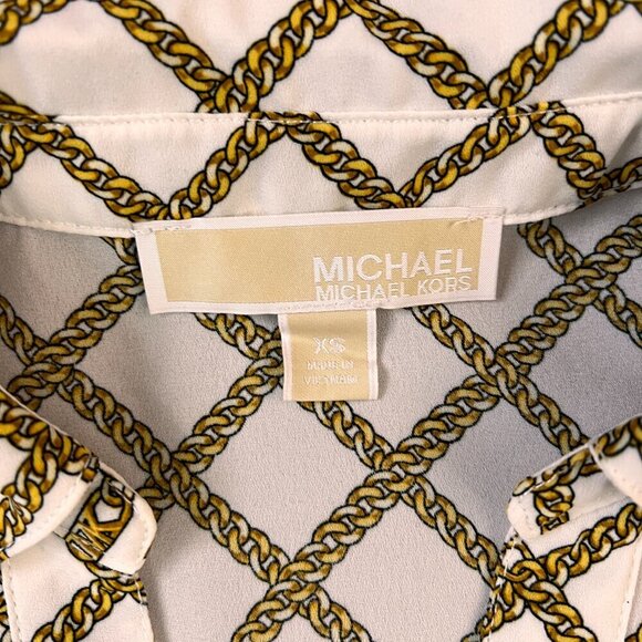 Michael Kors Chain Print Preppy Sleeveless Button Down Blouse Sz XS - Picture 4 of 11